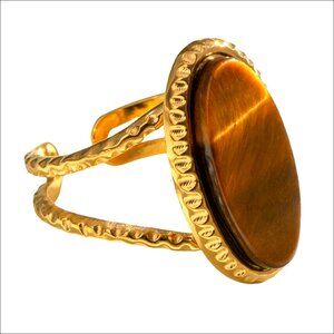 Gold-Toned Titanium Steel Adjustable Statement Wrap Finger Ring
